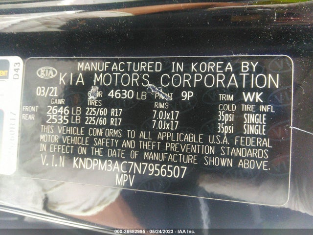 2022 KIA SPORTAGE LX VIN: KNDPM3AC7N7956507