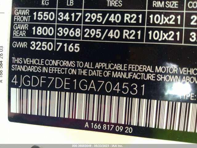 4JGDF7DE1GA704531 Mercedes-Benz Gl Gl 550