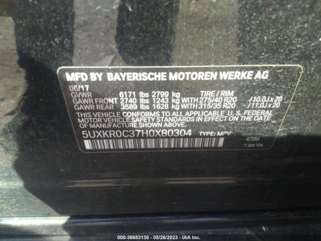 5UXKR0C37H0X80304 BMW X5 Xdrive35i