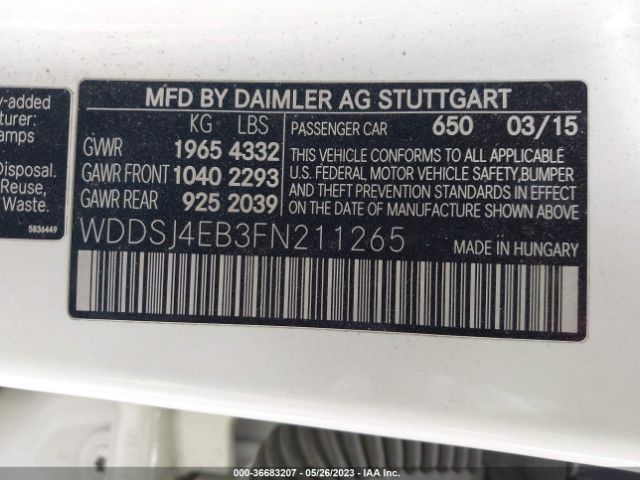WDDSJ4EB3FN211265 Mercedes-Benz Cla-class Cla 250