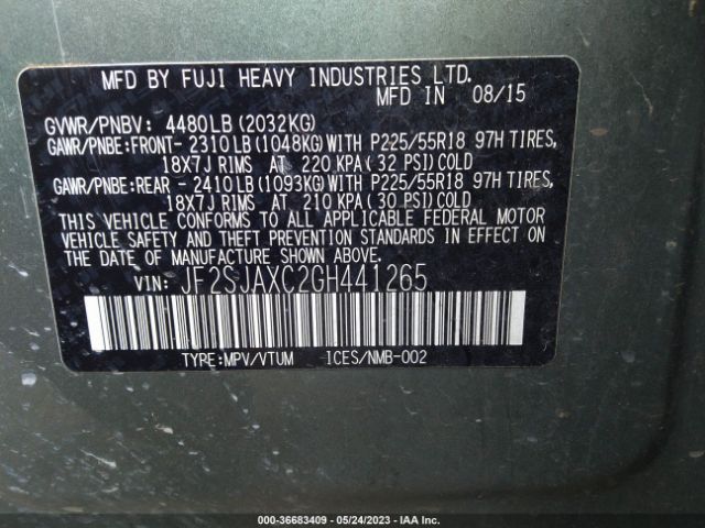 JF2SJAXC2GH441265 Subaru Forester 2.5i Touring