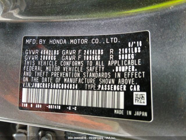 JHMCR6F50HC004034 Honda Accord Hybrid Ex-l