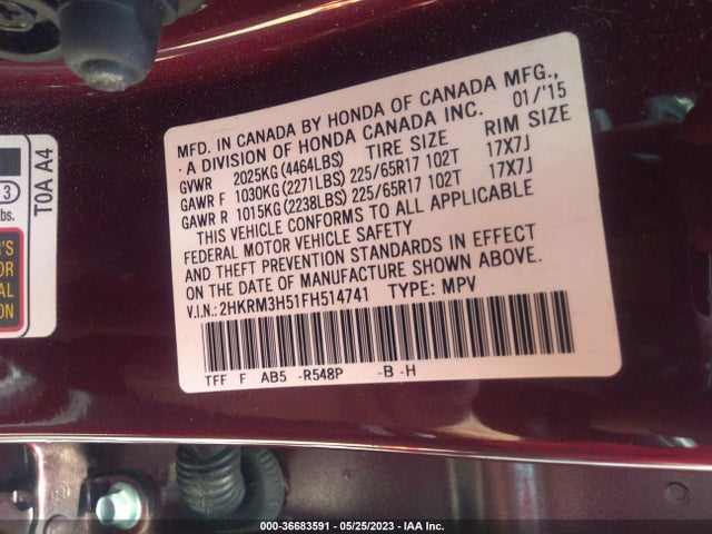 Honda CR-V EX 2015 2HKRM3H51FH514741 Image 9