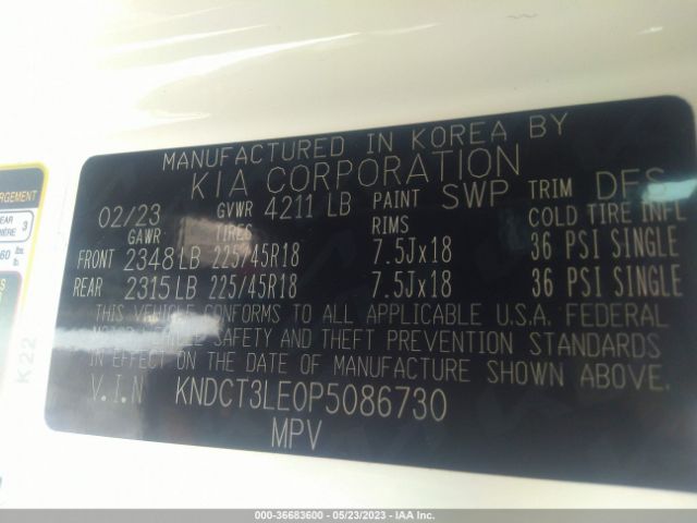 KNDCT3LE0P5086730 KIA Niro Sx Touring
