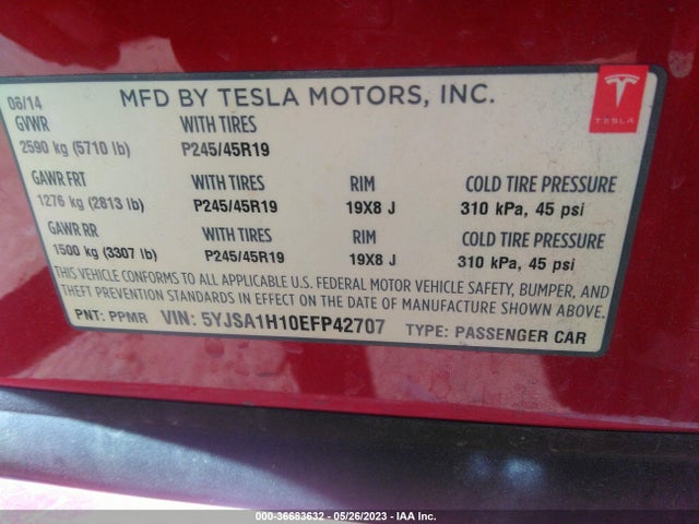 5YJSA1H10EFP42707 Tesla Model S 60 Kwh Battery/p85