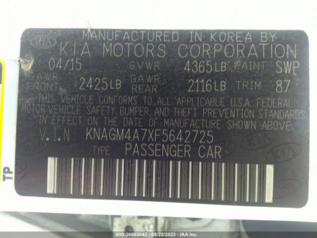KNAGM4A7XF5642725 KIA Optima Lx
