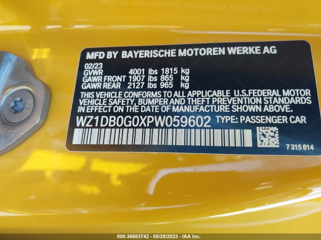 2023 Toyota Supra, VIN: WZ1DB0G0XPW059602