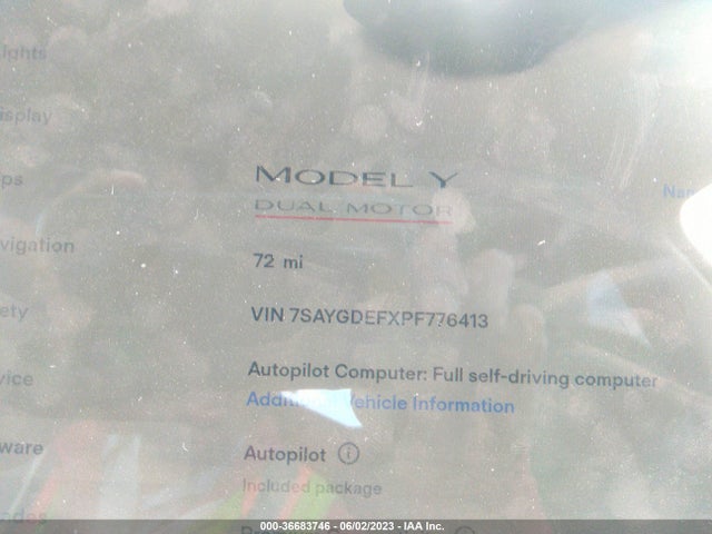Tesla Model Y Performance 2023 7SAYGDEFXPF776413 Image 7