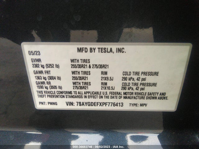 Tesla Model Y Performance 2023 7SAYGDEFXPF776413 Image 9