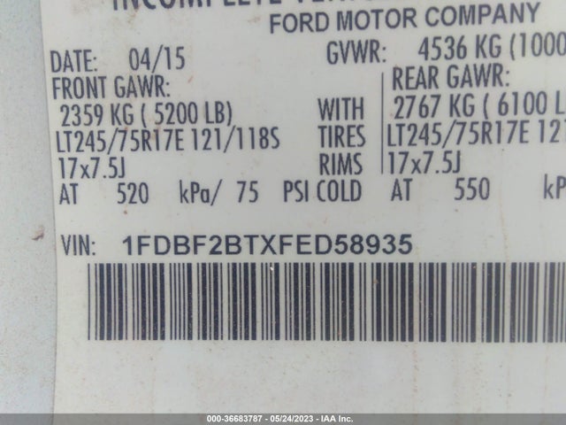 1FDBF2BTXFED58935 Ford Super Duty F-250 Srw Xlt/xl
