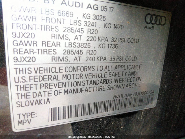 WA1LAAF79JD000734 Audi Q7 Premium Plus