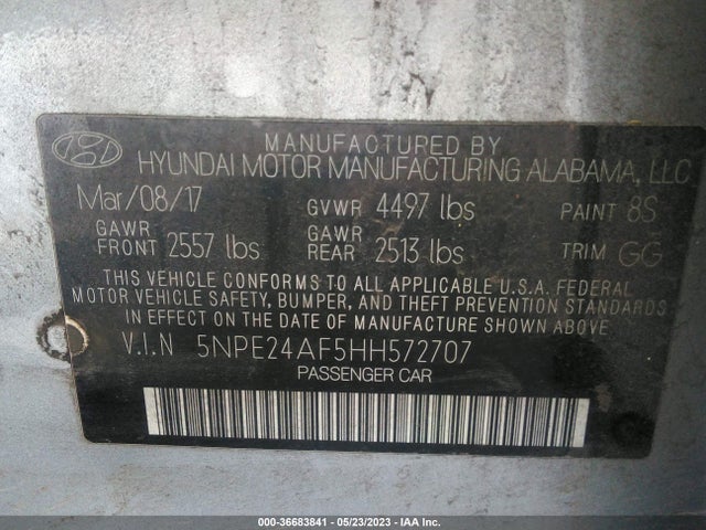 Hyundai Sonata 2.4l 2017 5NPE24AF5HH572707 Image 9
