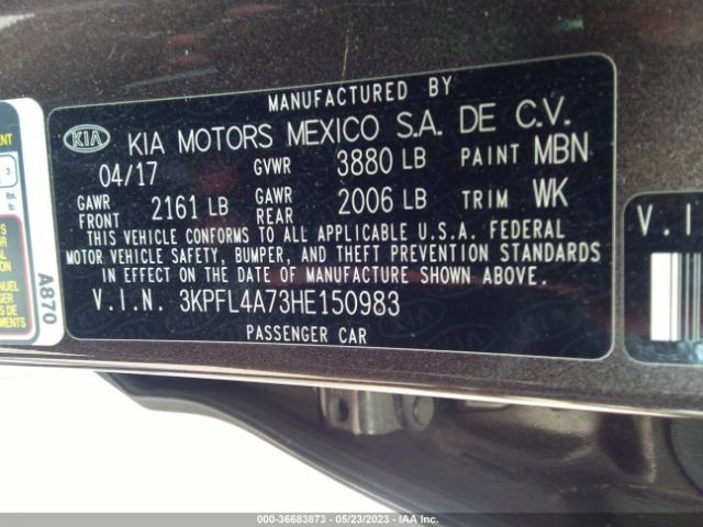 3KPFL4A73HE150983 KIA FORTE LX