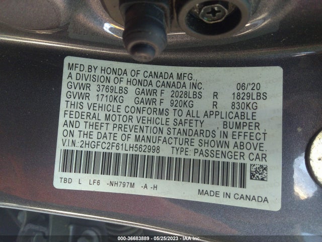 Honda Civic Sedan Lx 2020 2HGFC2F61LH562998 Image 9