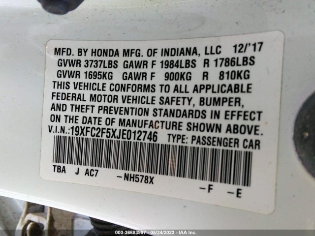 Honda Civic Sedan Lx 2018 19XFC2F5XJE012746 Image 9