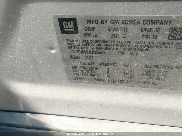 Chevrolet TRAX LS 2020 KL7CJKSB4LB320853 Image 9