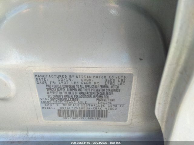 3N1CN8EV2LL826781 Nissan VERSA SV
