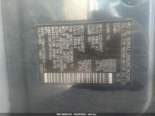 KNMAT2MT0FP574822 Nissan ROGUE SV