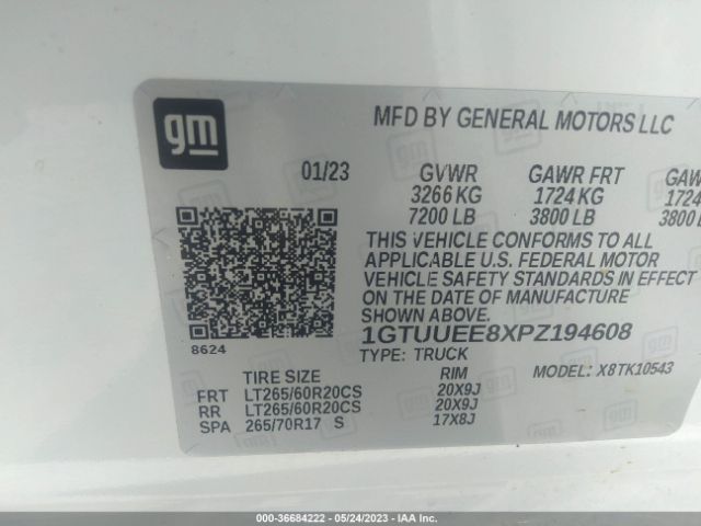 1GTUUEE8XPZ194608 GMC Sierra 1500 At4