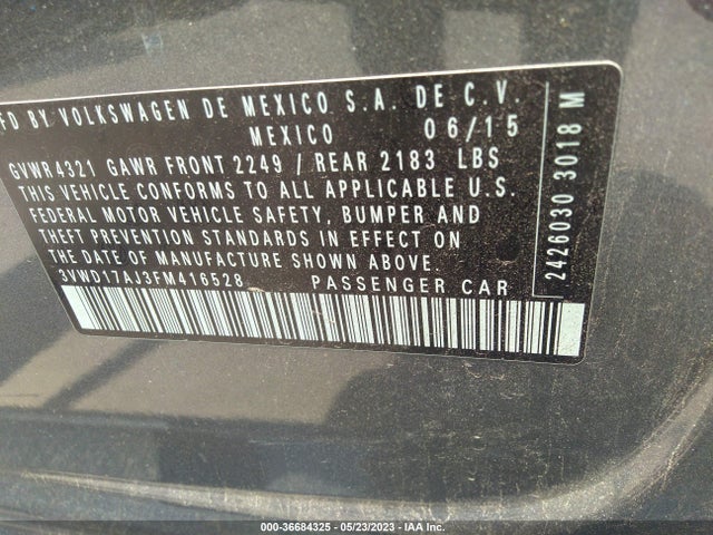 3VWD17AJ3FM416528 Volkswagen Jetta Sedan 1.8t Sport