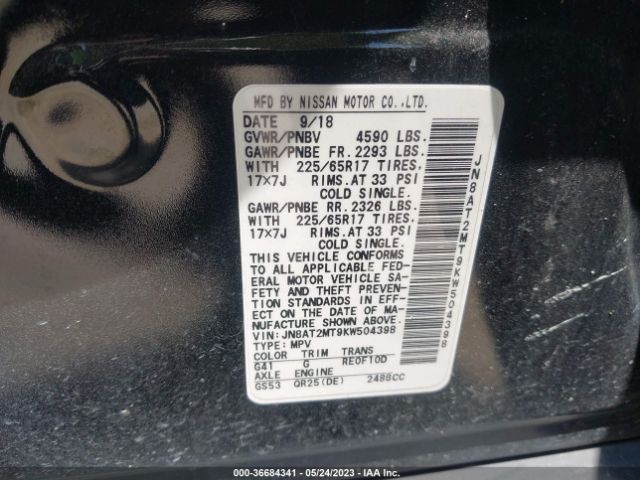 JN8AT2MT9KW504398 Nissan ROGUE SV