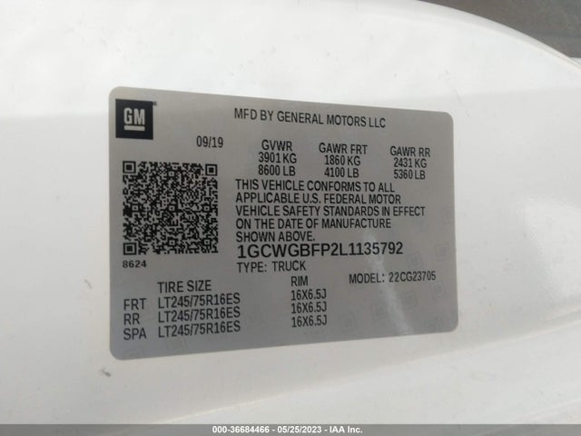 Chevrolet EXPRESS CARGO VAN 2020 1GCWGBFP2L1135792 Image 9