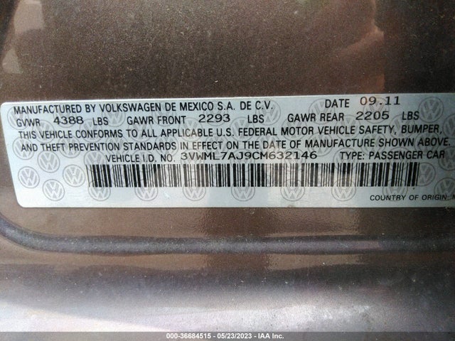 2012 VOLKSWAGEN JETTA SPORTWAGEN TDI VIN: 3VWML7AJ9CM632146