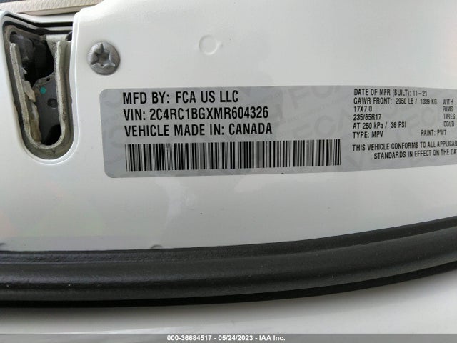 2C4RC1BGXMR604326 Chrysler Pacifica Touring L