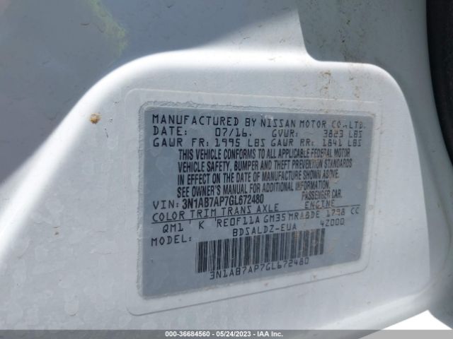 3N1AB7AP7GL672480 Nissan SENTRA SV