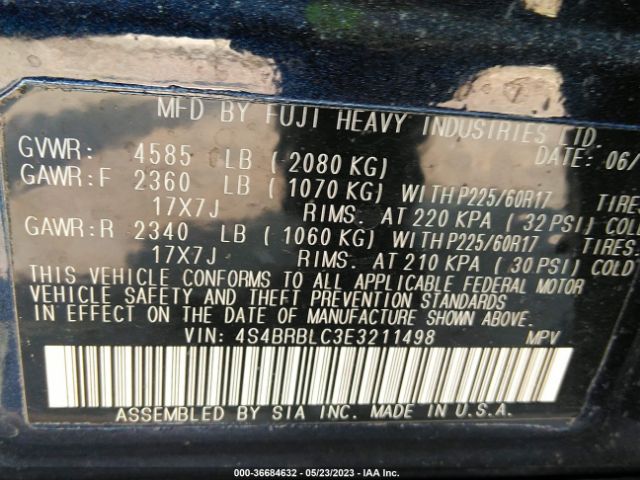 4S4BRBLC3E3211498 Subaru Outback 2.5i Limited