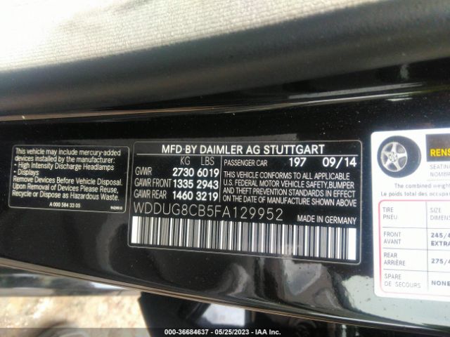 WDDUG8CB5FA129952 Mercedes-Benz S-class S 550