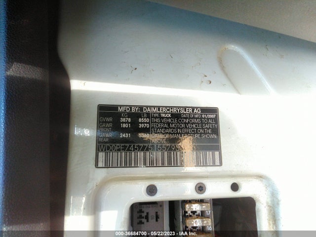 2007 DODGE SPRINTER VIN: WD0PE745775155793