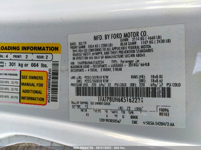 Ford Mustang Ecoboost 2019 1FATP8UH6K5162234 Image 11