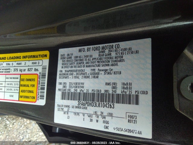 3FA6P0HD3LR104263 Ford FUSION SE