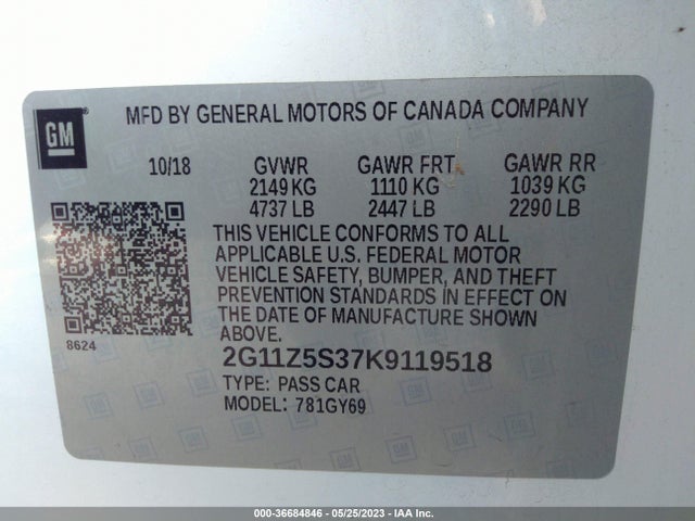 Chevrolet IMPALA LT 2019 2G11Z5S37K9119518 Image 9