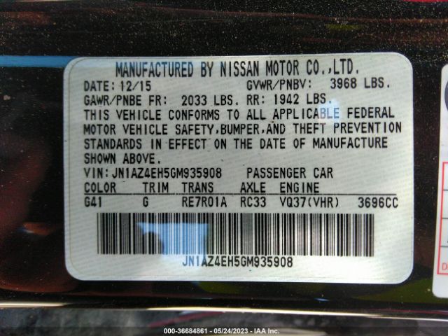 JN1AZ4EH5GM935908 Nissan 370Z