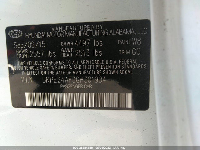 Hyundai Sonata 2.4l Se 2016 5NPE24AF3GH301904 Image 10