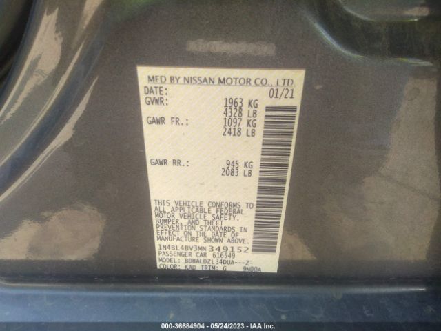 1N4BL4BV3MN349152 Nissan Altima 2.5 S