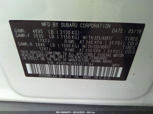 4S4BSABC6K3371144 Subaru Outback