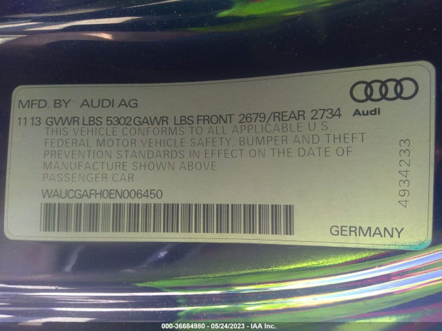 2014 Audi S5, VIN: WAUCGAFH0EN006450