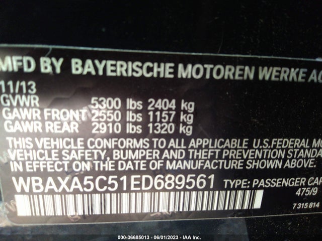 BMW 5 Series 535d 2014 WBAXA5C51ED689561 Image 11