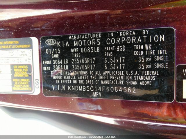 KNDMB5C14F6064562 KIA SEDONA LX