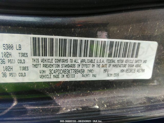 3C4PDCAB3KT789450 Dodge Journey Se Value Pkg