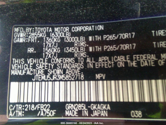 Toyota 4RUNNER SR5 2021 JTEMU5JR3M5852718 Image 10