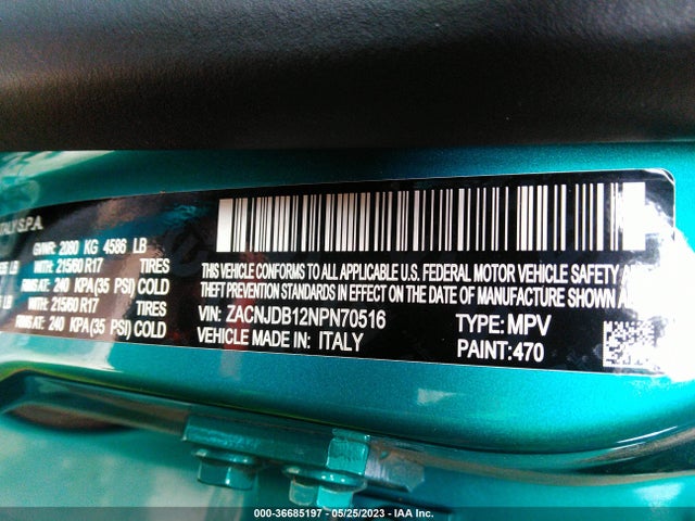 ZACNJDB12NPN70516 Jeep Renegade Latitude