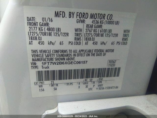 1FT7W2B6XGEC06157 Ford Super Duty F-250 Srw Lariat/platinum