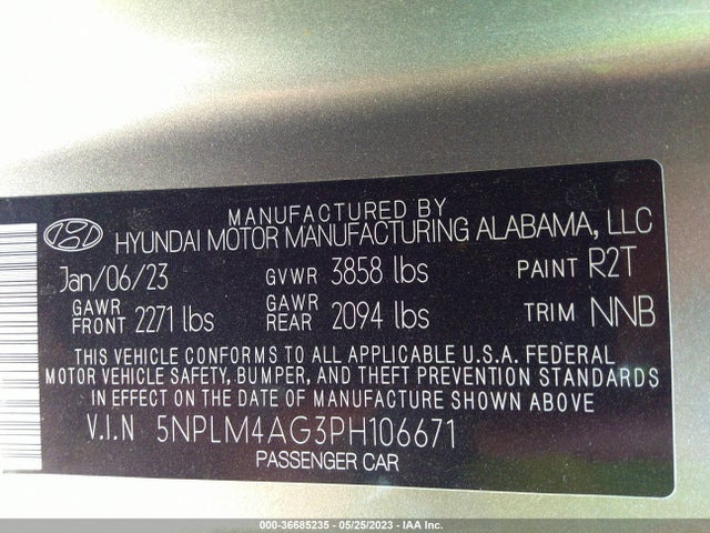 Hyundai ELANTRA SEL 2023 5NPLM4AG3PH106671 Image 10