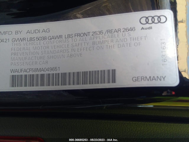WAUFACF58MA049651 Audi A5 Sportback S Line Premium Plus