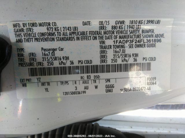 1FADP3F24FL361896 Ford FOCUS SE