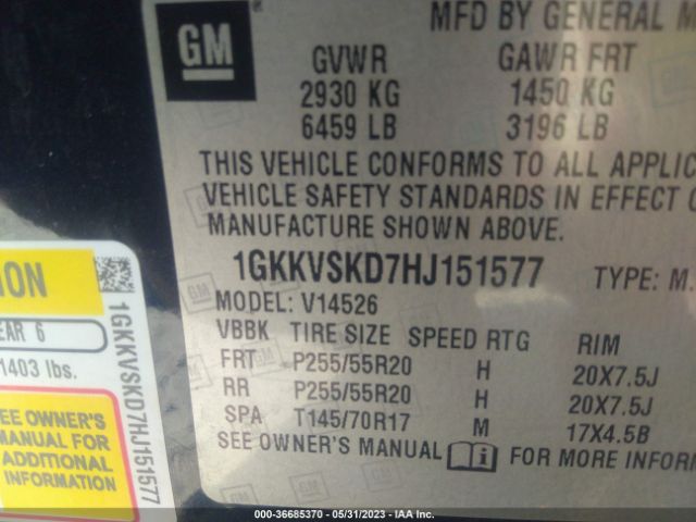 1GKKVSKD7HJ151577 GMC Acadia Limited Limited